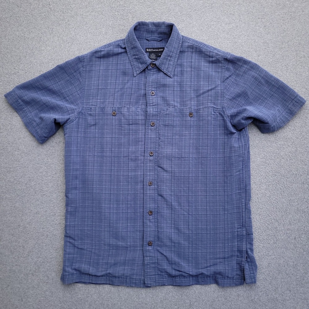 5.11 Tactical Snap Button Up Shirt Mens Medium Blue Conceal Carry Short Sleeve
